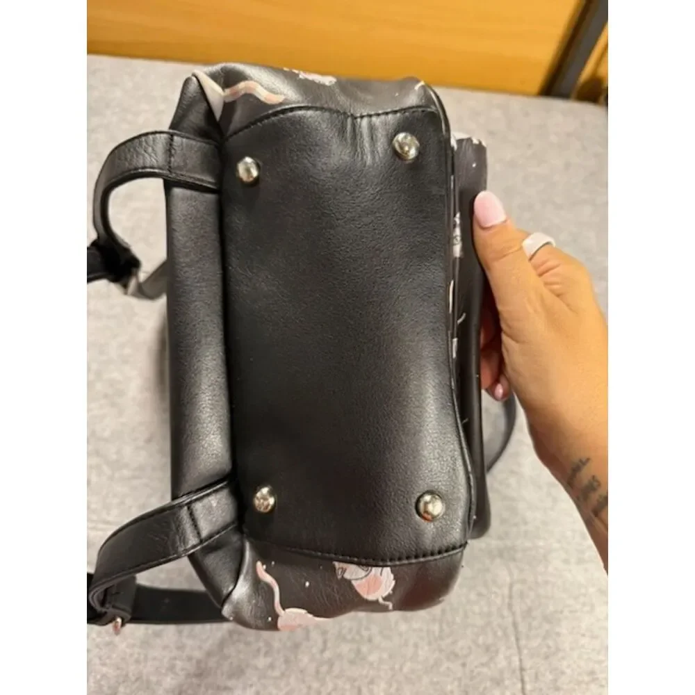 Rick and Morty Snowball Cat Mini Backpack Black Faux Leather Licensed Bag